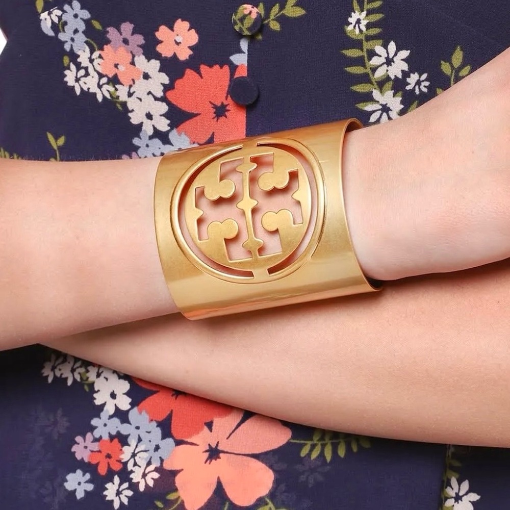 Tory Burch Miller Golden Logo Cuff Bracelet - Picture 9 of 9